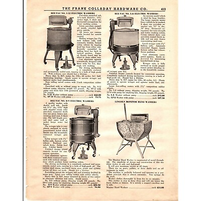 #ad The Frank Colladay Hardware Pg 413 414 Bee Vac Electric Washers VTG 1930#x27;s $19.98