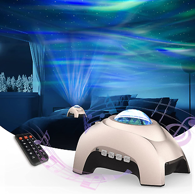 #ad Northern Lights Aurora Projector Galaxy Projector Music Speaker with White Noi $55.99