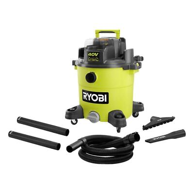 #ad Ryobi Wet and Dry Vacuum 40V10 GalCordlessDrain PlugCasters Green $216.95