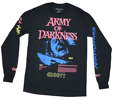 #ad Army of Darkness Mens Long Sleeve T shirt Screaming Ash Under Logo $16.98