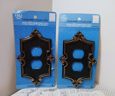 #ad Set of 2 Vtg GE Switch Outlet Wall Plate Cover Designer Collection Mediterranean $34.95