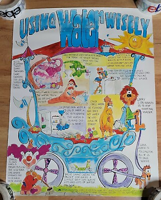 #ad Vintage USING WATER WISELY Poster conservation conserve $19.99