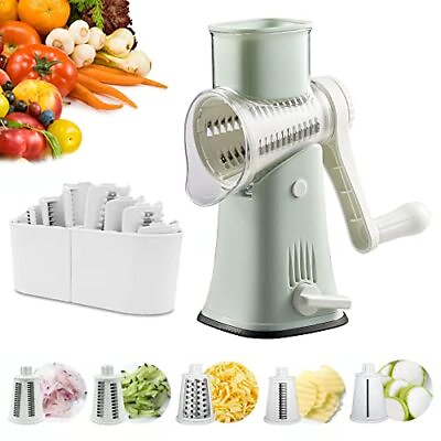 #ad 5 In 1 Rotary Cheese Grater With Handle 5 Interchangeable Stainless Steel Blade $39.90