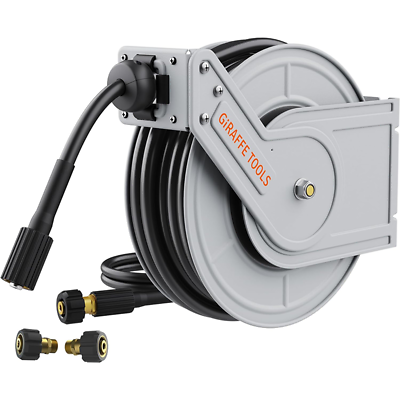 #ad Giraffe Tools Retractable Pressure Washer Hose Reel 60ft x 1 4quot; Power 4000PSI $169.99