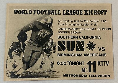#ad 1974 KTTV tv ad WFL WORLD FOOTBALL LEAGUE Sun vs Americans $7.99