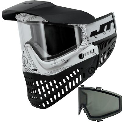 #ad JT ProFlex Bandana Goggle Mask LE White with Extra Lens NEW IN BOX $109.95