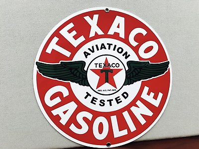 #ad #ad Texaco Aviation gasoline Oil Gas metal round sign $20.00