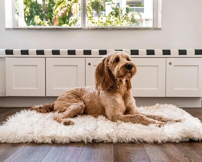 #ad Paw PupRug Portable Orthopedic Dog Bed White with Brown Accents $55.12