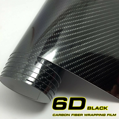 #ad 6D Glossy Black Cars Carbon Fiber 59.1x11.8in Vinyl Wrap Sticker Bubble Free $7.99