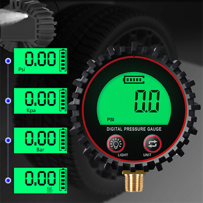 High Digital Gas Pressure Gauge with 1 4#x27;#x27; NPT Bottom Connector Rubber Protector $15.75
