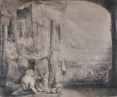 REMBRANDT Eau forte Peter and John at the Gate of the Temple 1659 EUR 3600.00