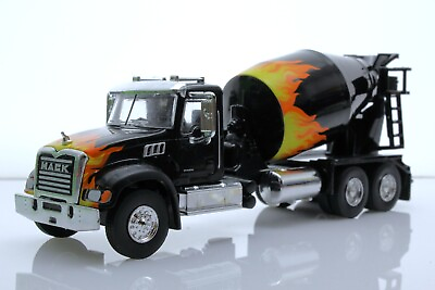 #ad Mack Granite Cement Mixer Concrete Truck 1:64 Scale Diecast Model Black Flames $22.95
