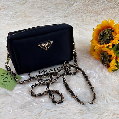 PRADA Shoulder Bag mini Novelty Black Giveaway Milano Gift Black and Gold $120.00