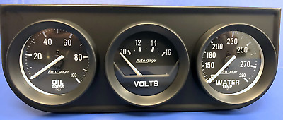 #ad Auto Meter Autogage 2397 Black Three Gauge Consol Oil Pressure Volt Water Temp $87.00