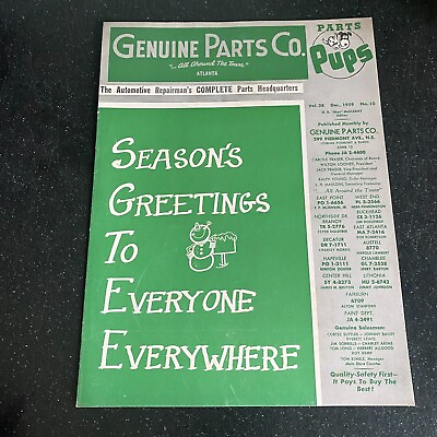 #ad Napa Parts Pups December 1959 Genuine Atlanta Kathy Marlowe Christmas $8.99