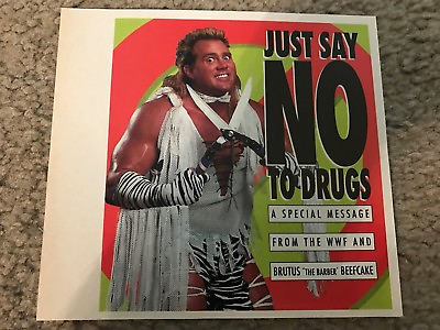#ad Vintage 1991 WWF BRUTUS THE BARBER BEEFCAKE quot;SAY NO TO DRUGSquot; Photo Print Ad 90s $7.99