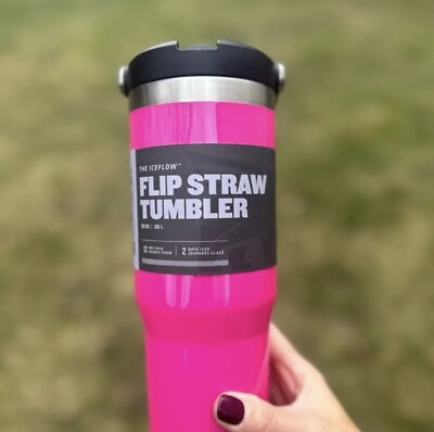 #ad NEW Stanley ELECTRIC PINK NEON Ice Flow Flip Straw 30 oz. Tumbler FREE SHIPPING $45.00