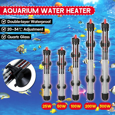 #ad 25 300W Submersible Aquarium Auto Heater Fish Tank Thermostat Heating Adjustable $12.59