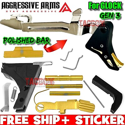 #ad #ad AGGRESSIVE ARMS USA BLACK Trigger W LOWER GOLD PARTS KIT for GEN 3 GL0CK 17 19 $89.00