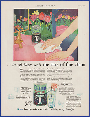 #ad Vintage 1929 DAWN Soap Cleanser Can Bathroom Art Décor 1920#x27;s Print Ad $14.96