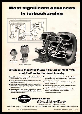 #ad 1959 Garrett Los Angeles CA Exhaust Bypass Pressure Ratio Control Valve Print Ad $6.97
