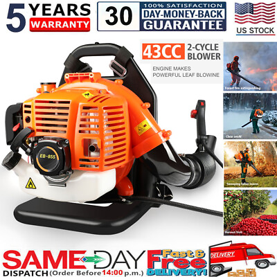 #ad Backpack Leaf Blower Gas Powered Snow Blower 665CFM 43CC 2 Stroke 280MPH 3HP $113.99