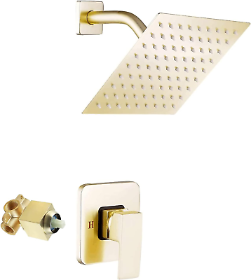 #ad Brushed Gold Shower Faucet Single Function Shower Trim Kit with Rough In Valve $101.99