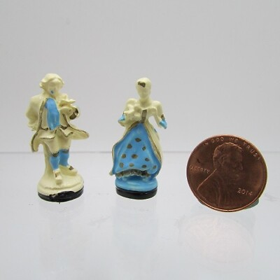 #ad Dollhouse Miniature Victorian Couple Decorative Statues B0249 $7.64