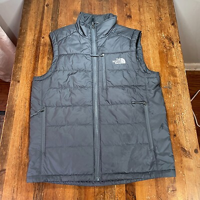 #ad The North Face Vest Mens Small Gray Puffer Zip Up Casual Outdoors Preppy $26.99