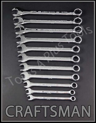 #ad CRAFTSMAN HAND TOOLS 11pc POLISHED Chrome METRIC 12pt Combination Wrench set $44.15