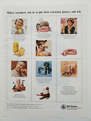 #ad Bell Systems ATamp;T Extension Telephones Wall Princess 1965 Vintage Print Ad $5.99