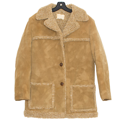 #ad Fingerhut Fashion Womens Jacket Vintage Faux Suede Sherpa Lined Tan Medium KR $58.48