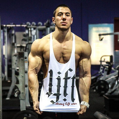 #ad Men vest sleeveless Bodybuilding Stringer Tank Top Fitness Gym Workout Cotton $8.99