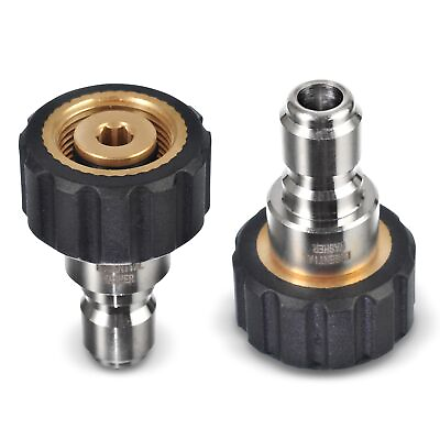 #ad Pressure Washer Adapter Set M22 15mm Quick Connect Plug 5000 PSI M22 to 3 8 $20.82