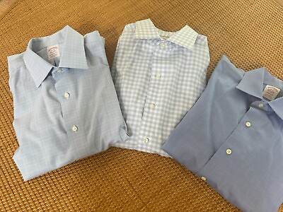 #ad Three Brooks Brothers Shirts MENS 16 35 Lg Sleeve Madison Non Iron Supima Cotton $59.00
