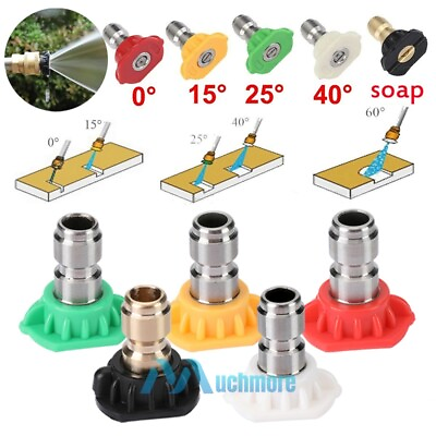 #ad 5Pcs Power Pressure Washer Spray Nozzle Tips 5 Variety Degrees Quick Connect NEW $11.73