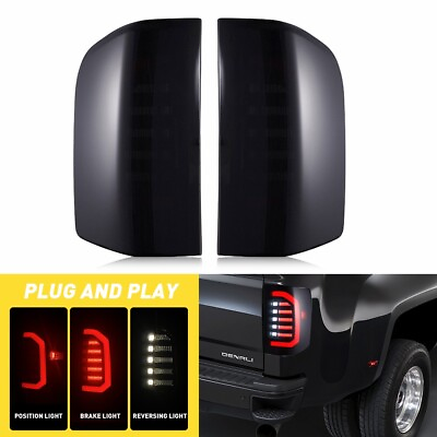 #ad #ad FIT For Chevy 1500 Silverado 3500 Black 2500 2007 2014 Tail LED Light Pair Smoke $130.14