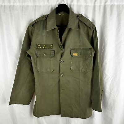 #ad Vintage Vietnam War era 1960s 1970s Korean ROK HBT Herringbone Jacket Shirt $70.00