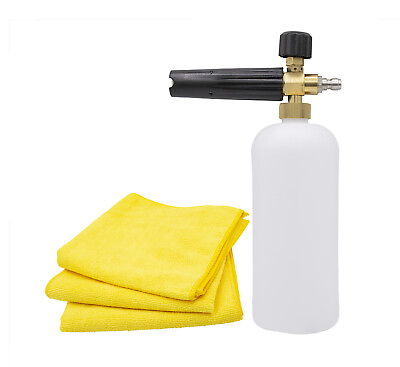 #ad 1 4quot; Snow Foam Gun Car Wash Soap Lance Cannon Spray Pressure Bottle amp; 3 Towels $21.79