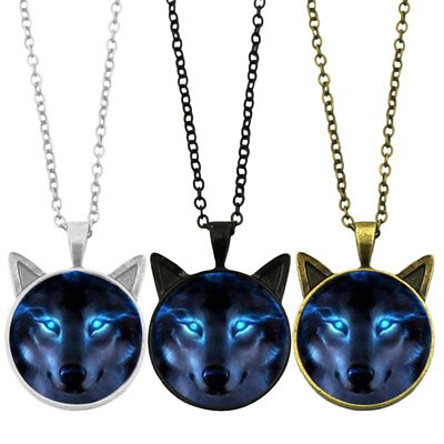 #ad #ad 3 Pcs Wolf Jewelry Gift Wolf Necklace Men Flatback Glass Jewelry $9.65