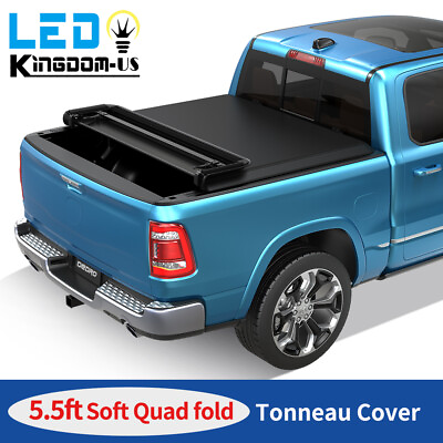 #ad 5.5FT 4 Fold Tonneau Cover Bed For 2015 2024 Ford F150 F 150 Truck Bed w Lamp $130.99