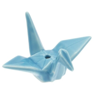 #ad Japanese Ceramic Turquoise Blue Origami Crane Incense Stick Holder Made in Japan $12.95