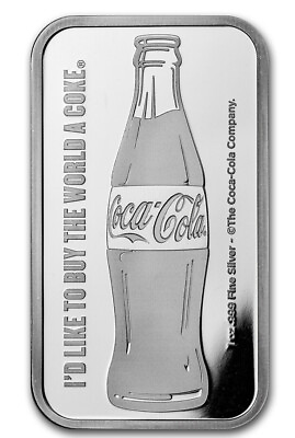 #ad 2023 1 oz Silver Coca Cola Bar Reverse Proof $39.04