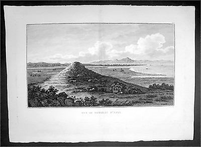 #ad 1802 J B Lechevalier Antique Print View of Tomb of Ajax Troy in Troad NW Turkey $60.49