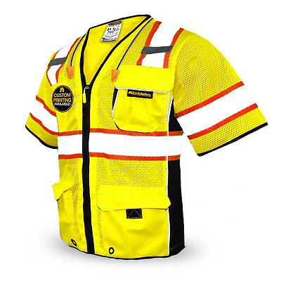 #ad KwikSafety EXECUTIVE Hi Vis Reflective ANSI PPE Surveyor Class 3 Safety Vest $28.99