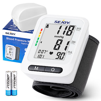 #ad SEJOY Wrist Blood Pressure Monitor Large LCD Display BP Machine Home Use W Case $14.99