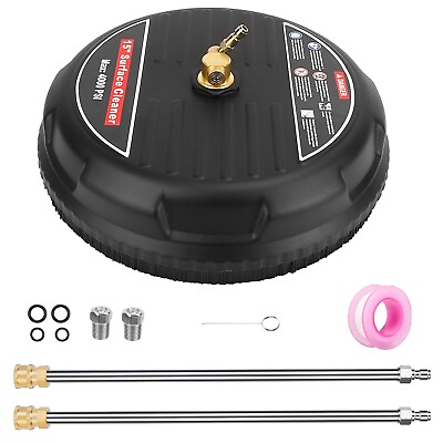 #ad 15 Inches Pressure Washer Surface Cleaner w 2 Extension Wand amp; Nozzle 3600 PSI $61.99