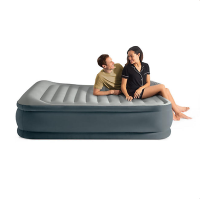 #ad Intex Queen Dura Beam Deluxe Comfort Pillow Rest Airbed With Internal Pump $104.99