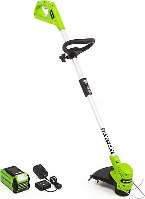 #ad Greenworks 40V 12 inch String Trimmer with 2.0 Ah Battery and Charger 2111702 $167.92