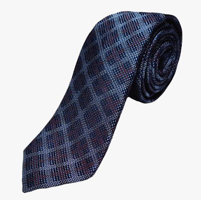 #ad Duchamp London Necktie Men#x27;s 100% Silk Luxury Blue Geometric Made In Italy $29.77